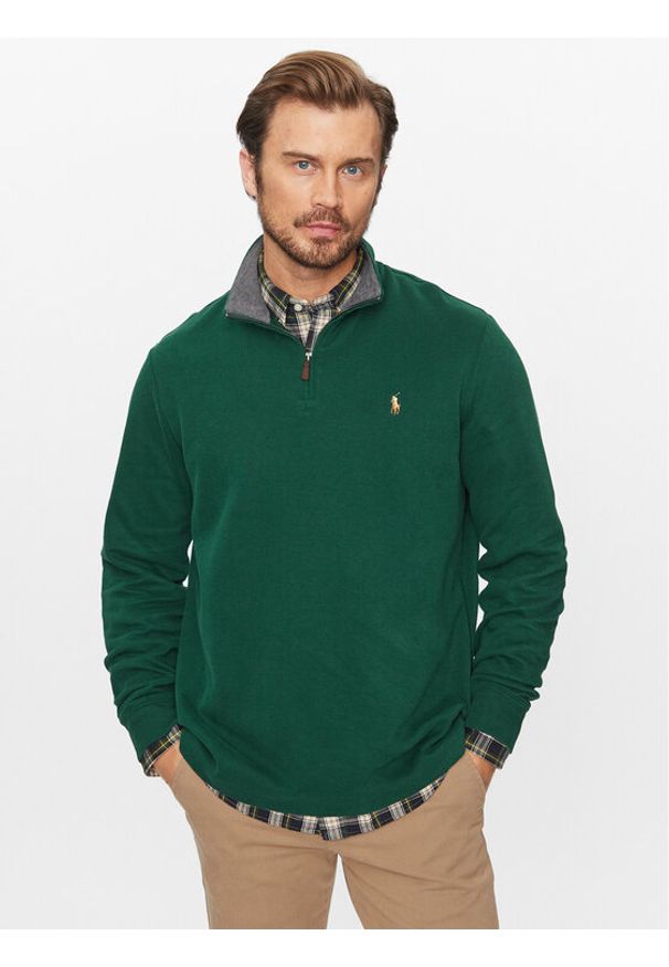 Sweter Polo Ralph Lauren. Typ kołnierza: polo. Kolor: zielony. Materiał: bawełna