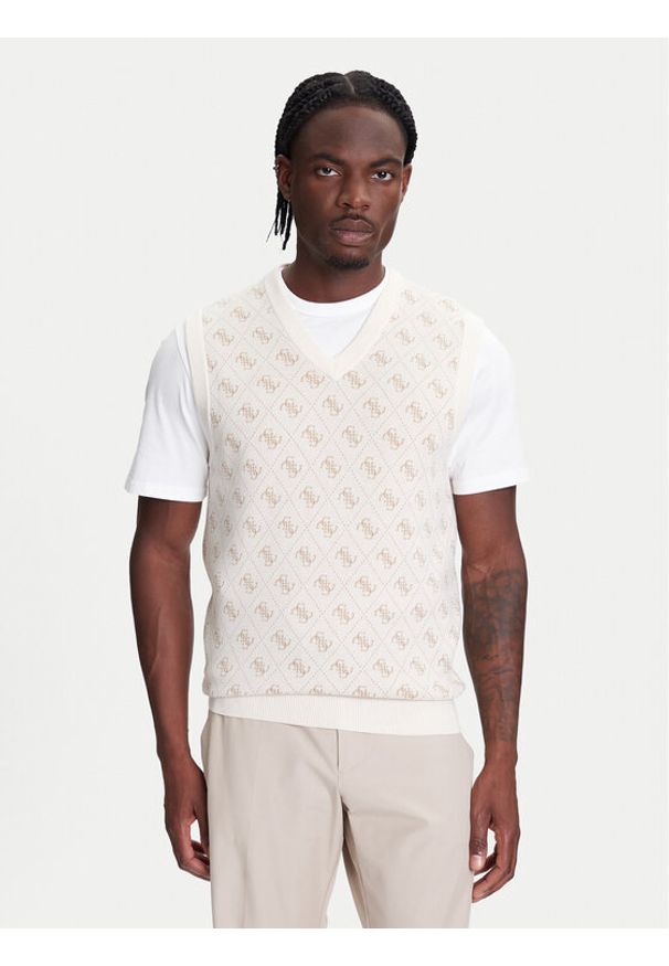 Guess Sweter M5YR09 Z3OE2 Beżowy Regular Fit. Kolor: beżowy. Materiał: syntetyk