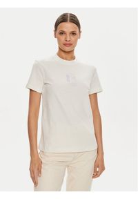 Calvin Klein Jeans T-Shirt Diffused J20J223908 Beżowy Regular Fit. Kolor: beżowy. Materiał: bawełna