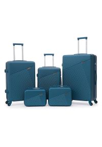 Betlewski - Duży zestaw walizek i kuferków BETLEWSKI ZEST BWA-053 5 niebieski. Kolor: niebieski. Materiał: materiał