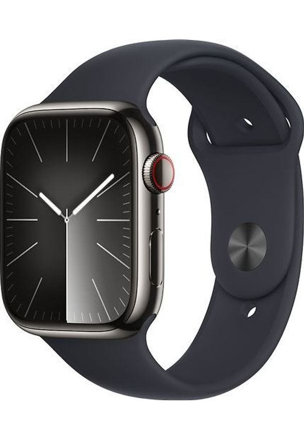 APPLE - Smartwatch Apple Watch 9 GPS + Cellular 45mm Graphite Stainless Steel Sport M/L Granatowy (MRMW3QP/A). Rodzaj zegarka: smartwatch. Kolor: niebieski. Styl: sportowy