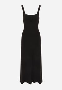 Renee - Czarna Sukienka z Bawełny Ozdobiona Guzikami przy Dekolcie Abarei. Okazja: na co dzień. Kolor: czarny. Materiał: bawełna. Długość rękawa: na ramiączkach. Wzór: aplikacja. Typ sukienki: proste. Styl: elegancki, casual #5