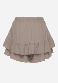 Born2be - Beżowe Bawełniane Spódnico-Szorty z Falbankami Turena. Okazja: na co dzień. Kolor: beżowy. Materiał: bawełna. Sezon: lato. Styl: elegancki, casual #5