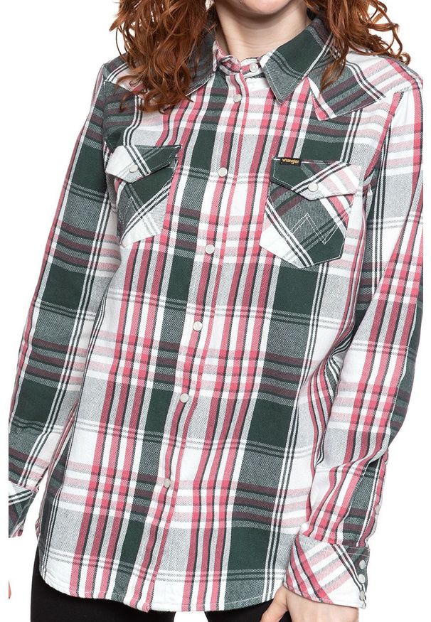 Wrangler - KOSZULA WRANGLER BOYFRIEND WESTERN PINE W5Q1LKG01 112130286. Okazja: na co dzień. Materiał: materiał. Styl: casual