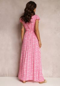 Renee - Różowa Sukienka z Wiskozy Appamene. Typ kołnierza: dekolt kopertowy. Kolor: różowy. Materiał: wiskoza. Wzór: nadruk. Typ sukienki: kopertowe. Długość: maxi #2