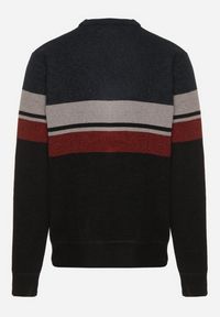 Born2be - Granatowy Sweter z Wełną z Eleganckim Kołnierzykiem Koszulowym Espalea. Typ kołnierza: kołnierzyk koszulowy. Kolor: niebieski. Materiał: wełna. Wzór: aplikacja. Styl: elegancki