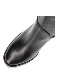 CheBello - Czarne Skórzane Kozaki Chebello Eleganckie Obuwie Damskie. Kolor: czarny. Materiał: skóra. Szerokość cholewki: normalna. Wzór: gładki, aplikacja. Obcas: na obcasie. Styl: elegancki. Wysokość obcasa: średni #5