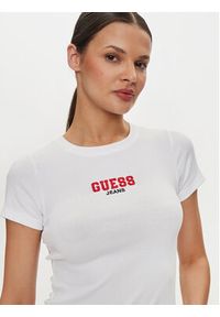 Guess Jeans T-Shirt W4YI64 KA0H1 Biały Slim Fit. Kolor: biały. Materiał: bawełna