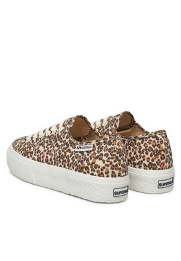 Superga Sneakersy Platform Leopard Print Brązowy. Kolor: brązowy. Materiał: materiał. Wzór: nadruk. Obcas: na platformie