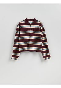 Reserved - Longsleeve polo - wielobarwny. Typ kołnierza: polo. Materiał: bawełna, dzianina. Długość rękawa: długi rękaw