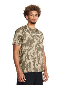 Koszulka treningowa męska Under Armour UA Tech Abc Camo Ss - brązowa. Kolor: brązowy. Materiał: materiał, tkanina, poliester #1