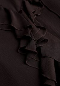 Born2be - Brązowa Bluzka w Rustykalnym Stylu z Wiązaniem i Falbankami Nenarea. Okazja: na co dzień, na spotkanie biznesowe, do pracy. Typ kołnierza: kołnierz z falbankami. Kolor: brązowy. Materiał: jeans. Styl: casual, biznesowy, elegancki, klasyczny #8