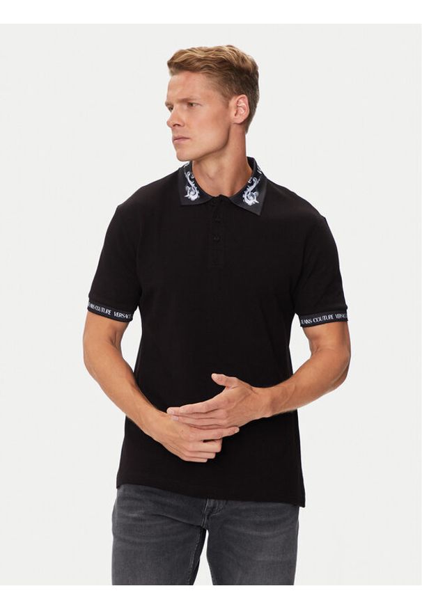 Versace Jeans Couture Polo 76GAGT00 Czarny Regular Fit. Typ kołnierza: polo. Kolor: czarny. Materiał: bawełna