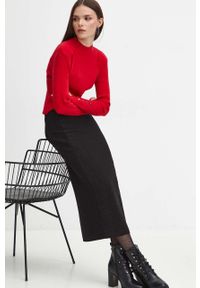 medicine - Medicine sweter damski kolor czerwony lekki. Kolor: czerwony. Materiał: dzianina, prążkowany. Długość rękawa: długi rękaw. Długość: długie #5