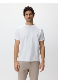 Reserved - T-shirt regular z bawełny merceryzowanej - złamana biel. Materiał: bawełna #1