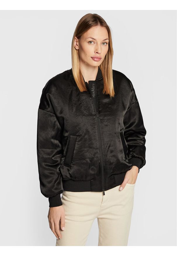 Max Mara Leisure Kurtka bomber Sierra 34860426 Czarny Regular Fit. Kolor: czarny. Materiał: syntetyk