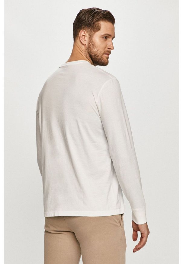 Polo Ralph Lauren - Longsleeve. Okazja: na co dzień. Typ kołnierza: polo. Kolor: biały. Materiał: dzianina. Długość rękawa: długi rękaw. Wzór: nadruk. Styl: casual
