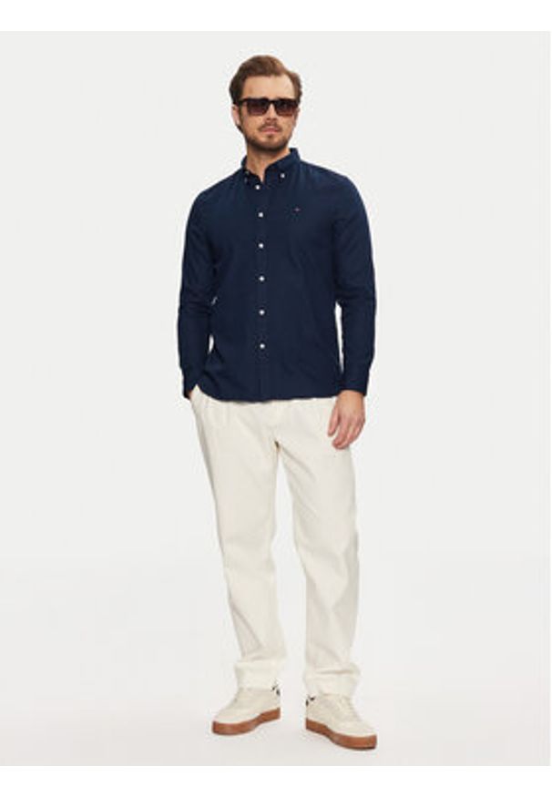 TOMMY HILFIGER - Tommy Hilfiger Koszula Flex Dobby MW0MW37578 Granatowy Slim Fit. Kolor: niebieski. Materiał: bawełna