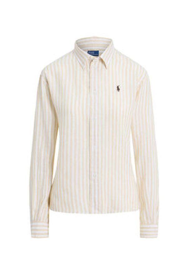 Polo Ralph Lauren Koszula 211935130504 Beżowy jasny Relaxed Fit. Typ kołnierza: polo. Kolor: beżowy. Materiał: len