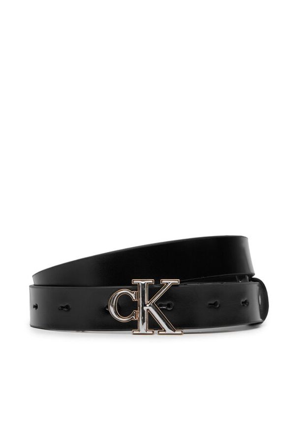 Calvin Klein Pasek Round Ck 2Color Buckle Smooth 25 LV04F7132G Czarny. Kolor: czarny. Materiał: skóra