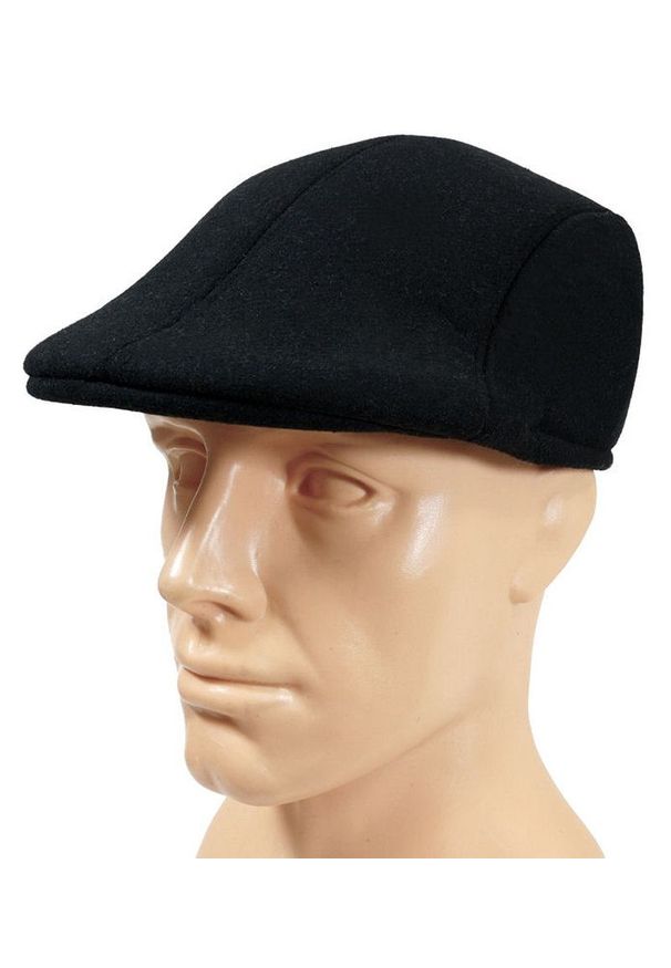 Czarny Męski Kaszkiet, Jesienno-Zimowy, Ocieplany -Pako Jeans- Gąbczasta Struktura Materiału. Kolor: czarny. Materiał: poliester. Sezon: jesień, zima