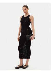 Pinko - PINKO Sukienka dzianinowa 105141 A2LP Czarny Slim Fit. Kolor: czarny. Materiał: bawełna #3