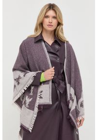 Patrizia Pepe poncho wełniane kolor fioletowy. Kolor: fioletowy. Materiał: wełna #3