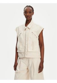 Pinko - PINKO Kamizelka Gerard Gilet 105237 A2M8 Écru Regular Fit. Materiał: bawełna