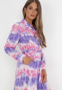 Born2be - Fioletowa Sukienka Nephohsa. Kolor: fioletowy. Materiał: materiał. Długość rękawa: długi rękaw. Typ sukienki: koszulowe. Styl: elegancki. Długość: maxi #2