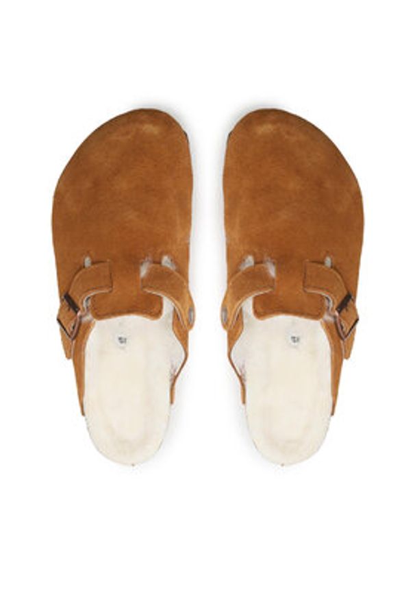 Birkenstock Kapcie Boston 1001140 Brązowy. Kolor: brązowy. Materiał: welur, skóra