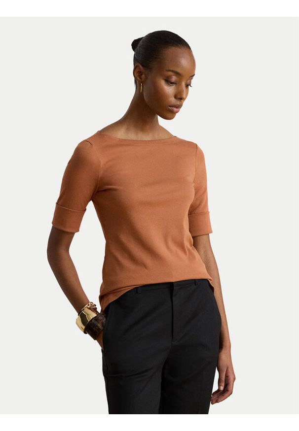 Lauren Ralph Lauren - LAUREN RALPH LAUREN T-Shirt Judy 200654963505 Pomarańczowy Regular Fit. Kolor: pomarańczowy. Materiał: bawełna