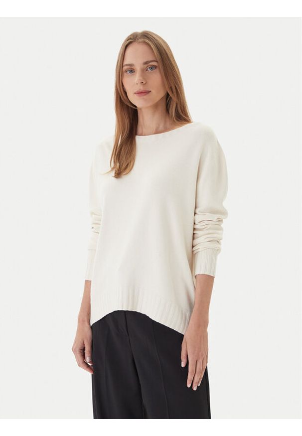 Kontatto Sweter 3M0808C Écru Relaxed Fit. Kolor: kremowy. Materiał: syntetyk