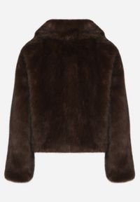 Born2be - Brązowa Krótka Kurtka Futerko z Kołnierzem Anantia. Okazja: na co dzień, na randkę, do pracy. Kolor: brązowy. Materiał: futro. Długość: krótkie. Styl: casual #5