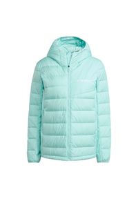 Adidas - Damska kurtka z kapturem adidas Terrex Multi. Typ kołnierza: kaptur. Kolor: niebieski. Materiał: puch. Sport: turystyka piesza #1