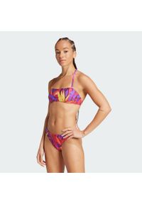 Adidas - Zestaw adidas x FARM Neckholder Bikini. Kolor: różowy. Materiał: materiał. Wzór: kolorowy
