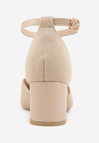 Renee - Ciemnobeżowe Czółenka ze Sportowej Tkaniny VICES na Słupku z Paskiem przy Kostce Loraira. Zapięcie: pasek. Kolor: beżowy. Materiał: tkanina. Obcas: na słupku. Styl: sportowy #6