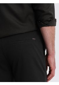 Ombre Clothing - Dzianinowe szorty męskie z podwiniętymi nogawkami – czarne V2 - Rozmiar: XL. Kolor: czarny. Materiał: dzianina. Wzór: jednolity. Styl: klasyczny