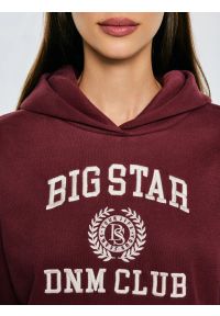 Big-Star - Bluza damska z kapturem z haftem bordowa Merta 604. Okazja: na co dzień. Typ kołnierza: kaptur. Kolor: czerwony. Materiał: jeans, dzianina. Wzór: haft. Styl: klasyczny, casual #5