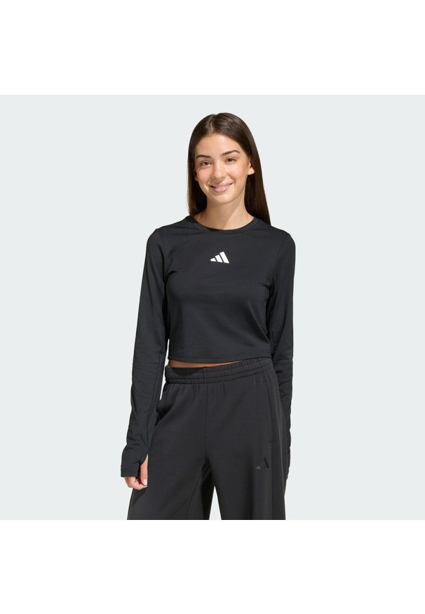 Adidas - Koszulka Techfit Longsleeve. Kolor: czarny, wielokolorowy, biały. Długość rękawa: długi rękaw