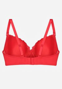 Renee - Czerwony Biustonosz Ozdobiony Koronką i Kokardką Aqiany. Kolor: czerwony. Materiał: koronka. Wzór: koronka, aplikacja #6