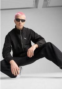 Puma - Męska wiatrówka Style PUMA Black. Typ kołnierza: kołnierzyk stójkowy. Kolor: czarny. Materiał: guma. Wzór: nadruk