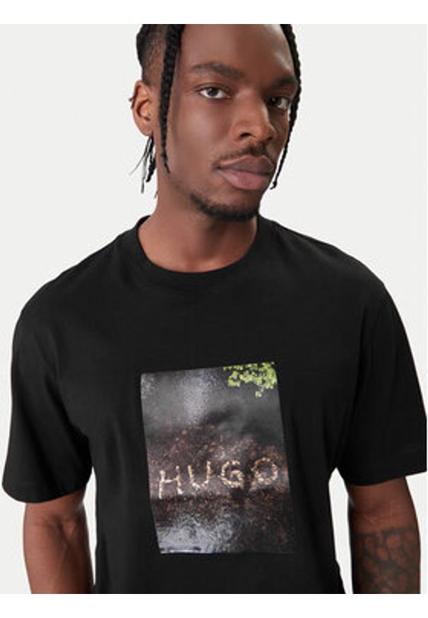 Hugo - HUGO T-Shirt Doreston 50554319 Czarny Regular Fit. Kolor: czarny. Materiał: bawełna