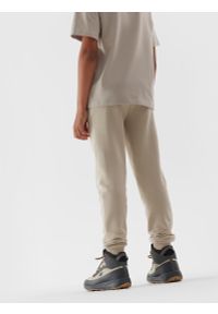 4F JUNIOR - Spodnie dresowe joggery chłopięce. Okazja: na co dzień. Kolor: beżowy. Materiał: dresówka. Styl: casual