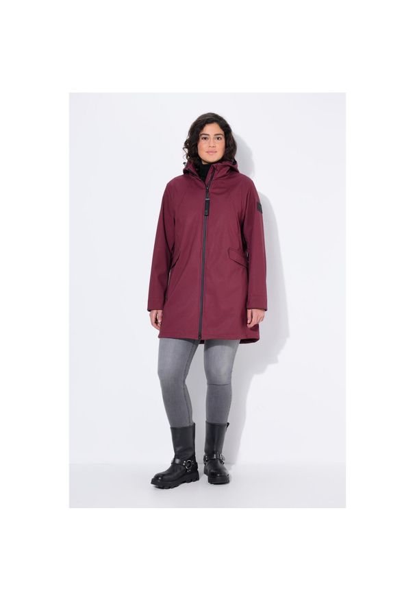 ULLA POPKEN - Damskie Kurtka softshellowa HYPRAR hydrofobowa kaptur. Kolekcja: plus size. Kolor: czerwony. Materiał: poliester, materiał. Sport: turystyka piesza
