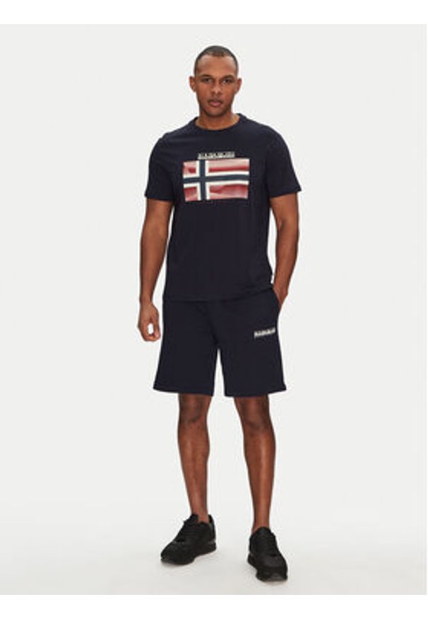 Napapijri T-Shirt S-Lari NP0A4IE51761 Granatowy Regular Fit. Kolor: niebieski. Materiał: bawełna