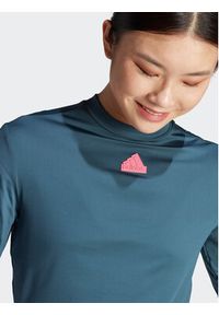 Adidas - adidas Bluzka IU3073 Turkusowy Slim Fit. Kolor: turkusowy. Materiał: syntetyk #6