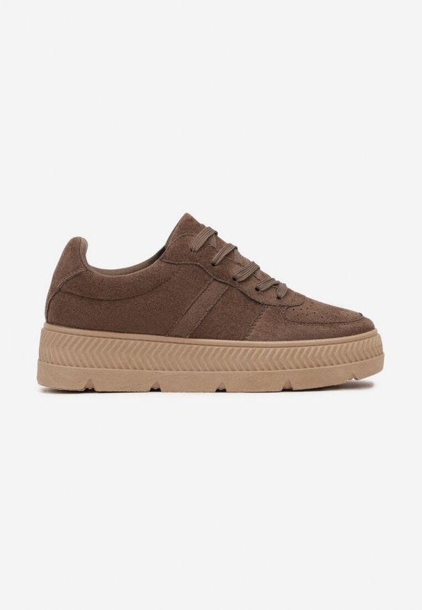 Renee - Brązowe Sneakersy Vices na Platformie z Tłoczeniem Alarrive. Kolor: brązowy. Materiał: koronka. Sezon: lato. Obcas: na platformie
