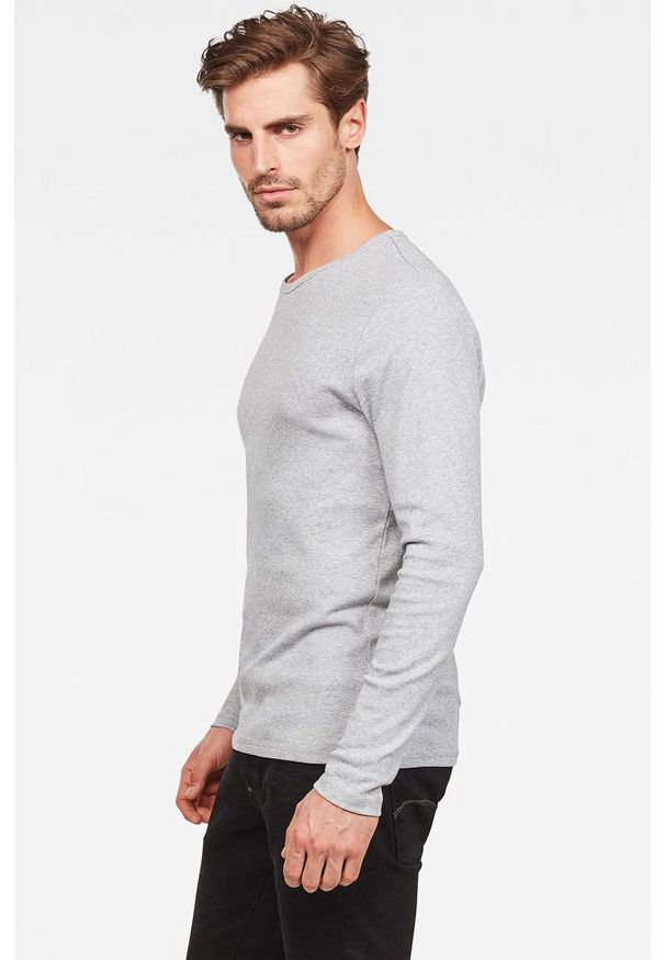 G-Star RAW - G-Star Raw - Longsleeve. Kolor: szary. Materiał: dzianina. Długość rękawa: długi rękaw. Wzór: gładki
