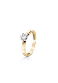 W.KRUK - Pierścionek zaręczynowy złoty Romantyczny - 0,33 ct. Materiał: złote. Kolor: złoty. Kamień szlachetny: diament, brylant