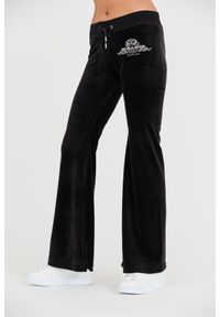 Juicy Couture - JUICY COUTURE Czarne damskie spodnie Arched Metallic Layla, Rozmiar L. Kolor: czarny